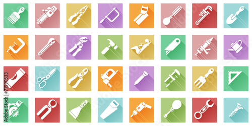 Tool icons flat shadow style photo