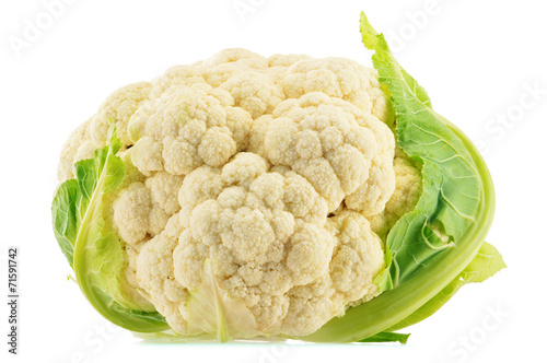 Fresh organic cauliflower isolated on white