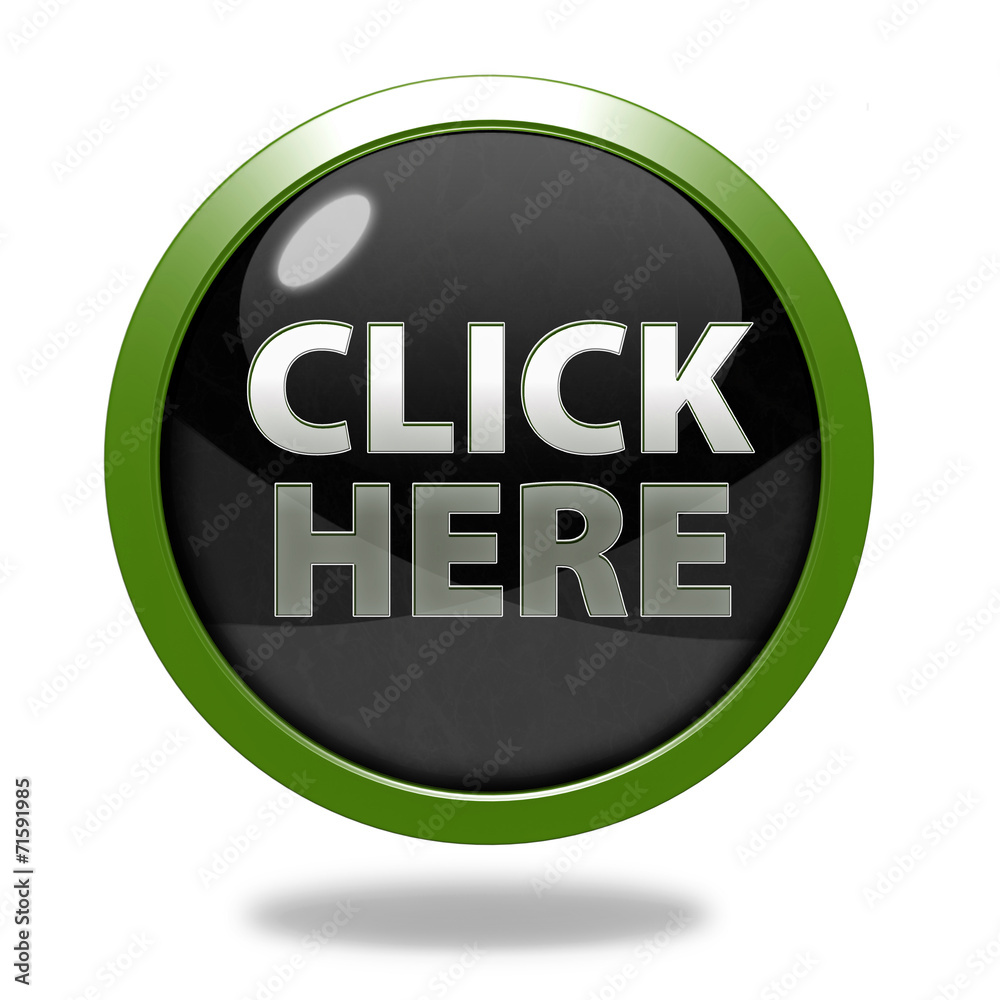 Click here circular icon on white background Click here circular icon on white background
