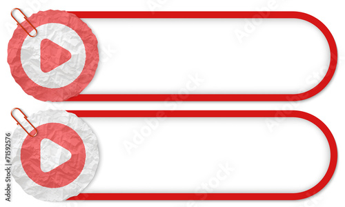two buttons with texture crumpled paper and play symbol
