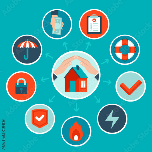 Vector house insurance concept in flat style
