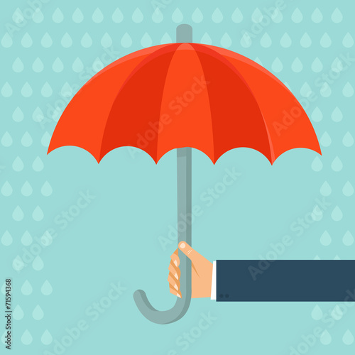 Vector insurance agent holding umbrella