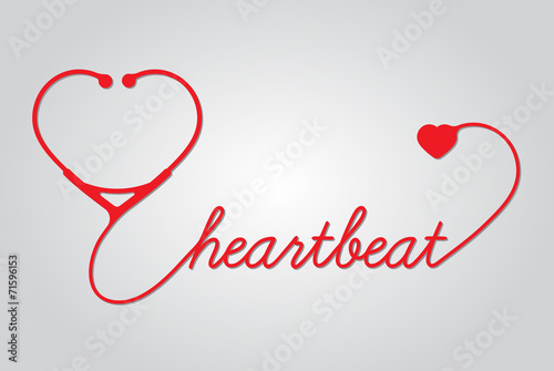 stethoscope with heart, hearthbeat, vector