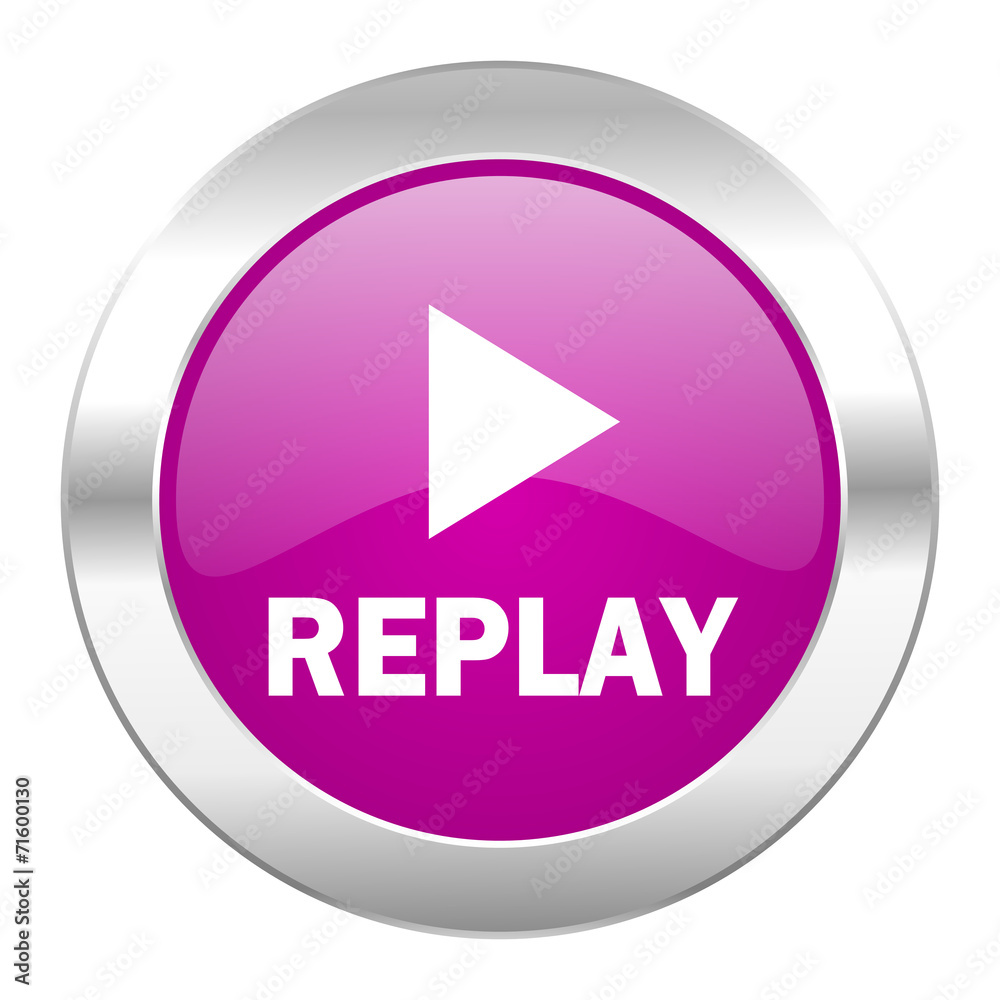replay violet circle chrome web icon isolated replay violet circle chrome web icon isolated