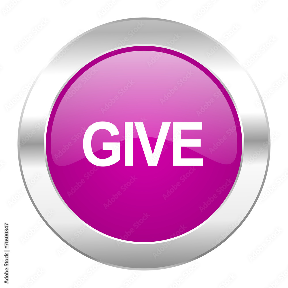 give violet circle chrome web icon isolated give violet circle chrome web icon isolated