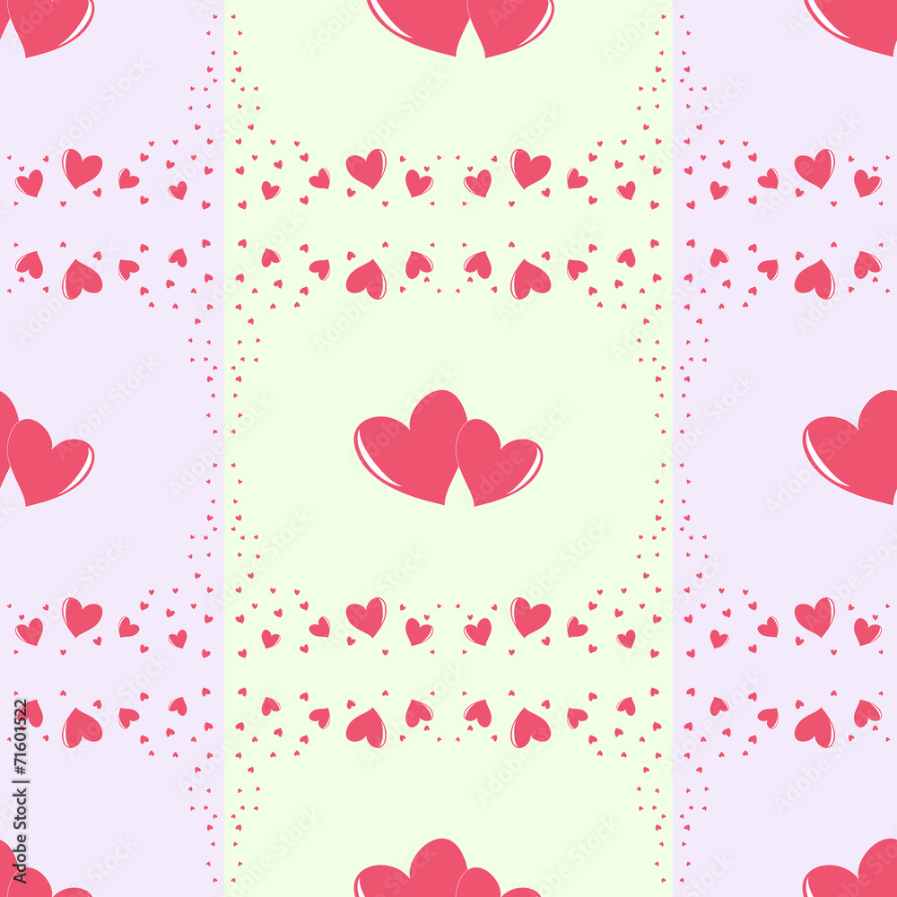 Romantic seamless pattern with different size hearts