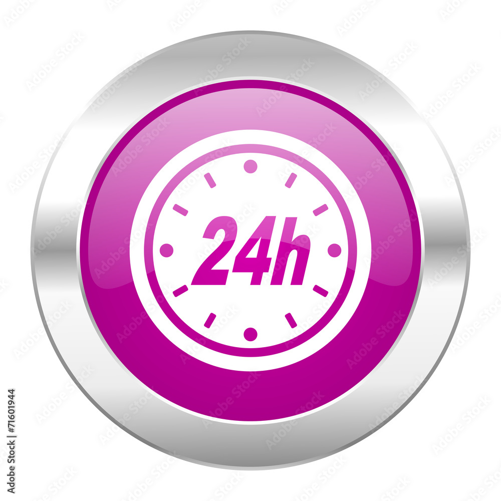 24h violet circle chrome web icon isolated 24h violet circle chrome web icon isolated