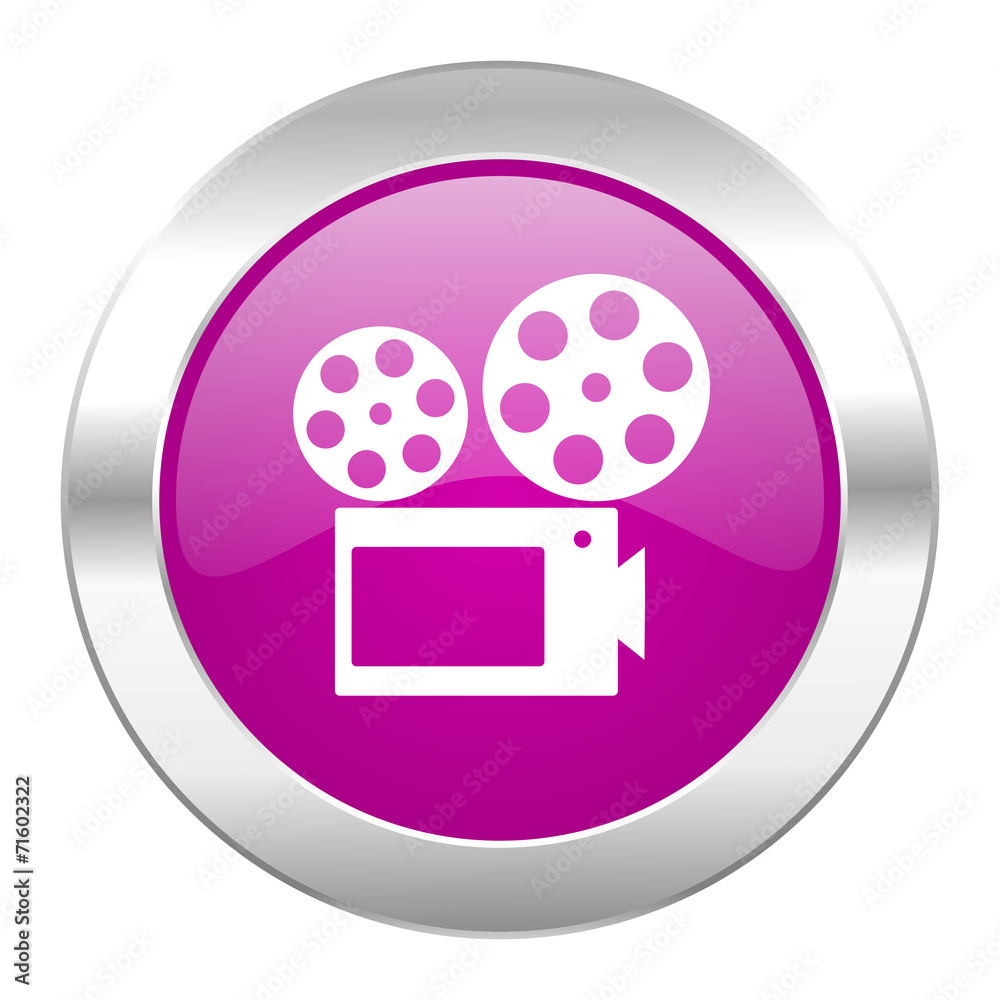 movie violet circle chrome web icon isolated movie violet circle chrome web icon isolated