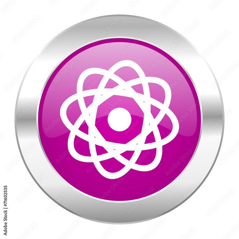 atom violet circle chrome web icon isolated atom violet circle chrome web icon isolated