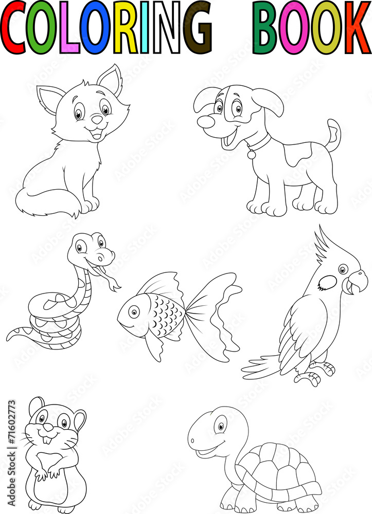 Fototapeta premium Cartoon pet coloring book