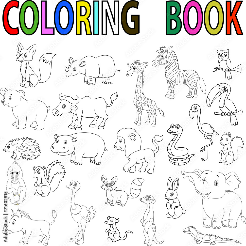 Fototapeta premium Wild animal coloring book