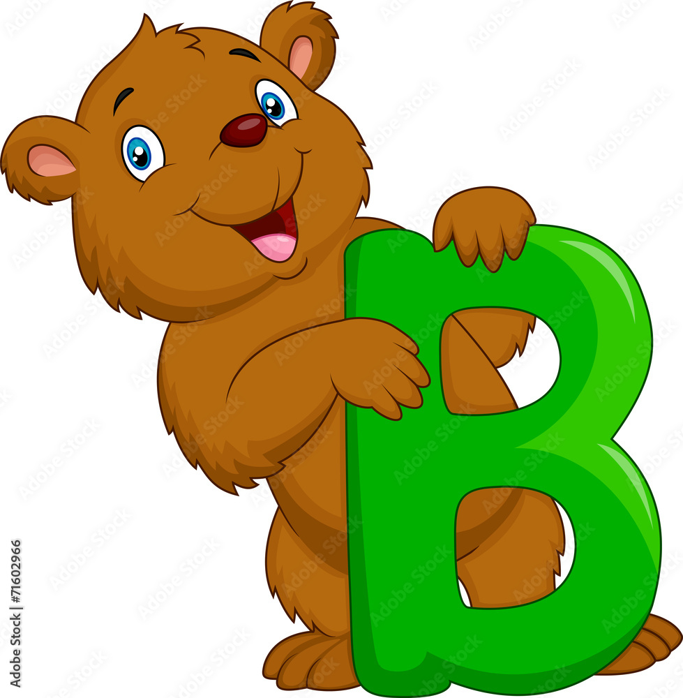 Fototapeta premium Alphabet B with bear cartoon