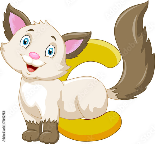Alphabet C with Cat cartoon