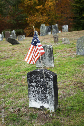 A Flag for an American War Hero in a Graveyard