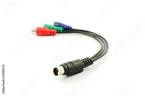 Audio cable on white background