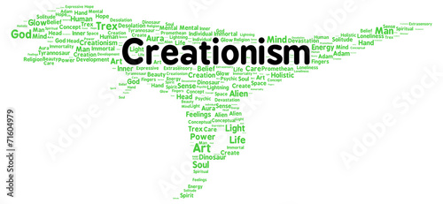 Creationism word cloud shape photo