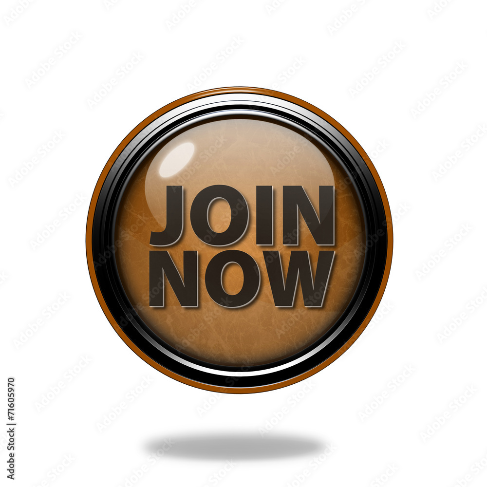 Join now circular icon on white background Join now circular icon on white background