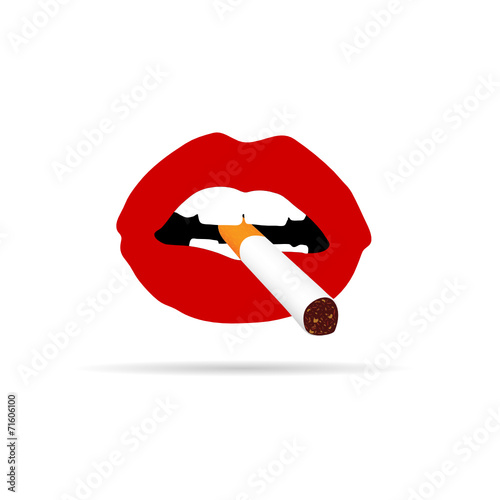 lips in red with cigarette vector