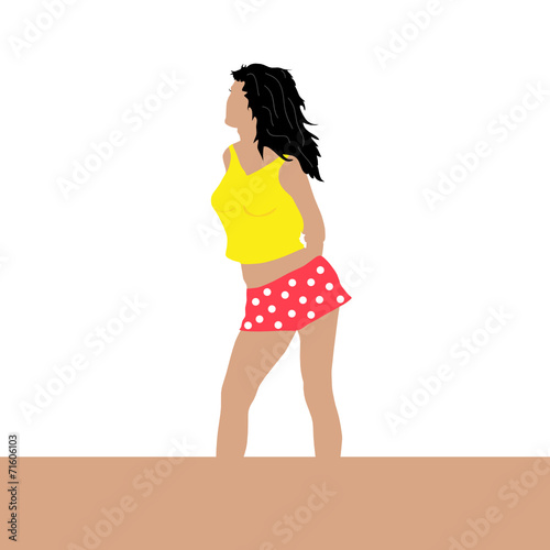 girl in red shorts very beauty illustration