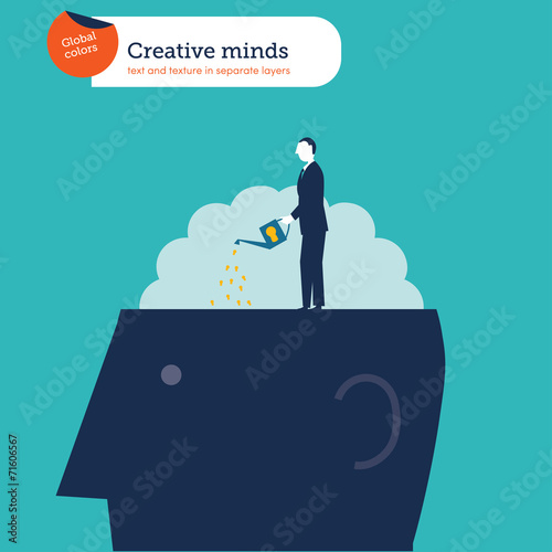 Businessman watering a brain