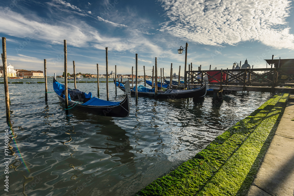 Gondolas in canal -symbol of Venice ,Italy