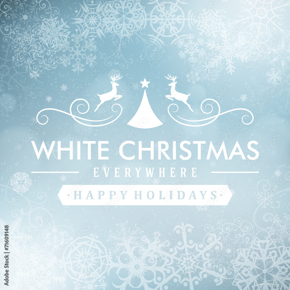 Naklejka premium Merry Christmas message and light background with snowflakes