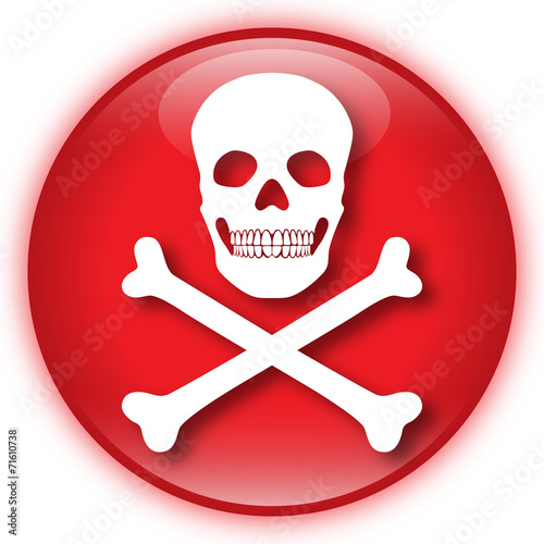 Button Piratenzeichen / rund / rot / Vektor / freigestellt