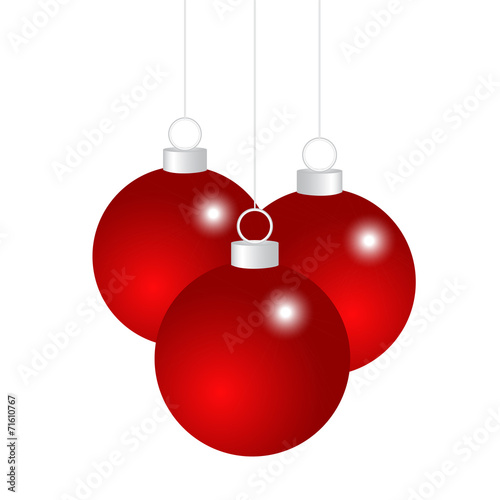 Red Christmas balls on a white background