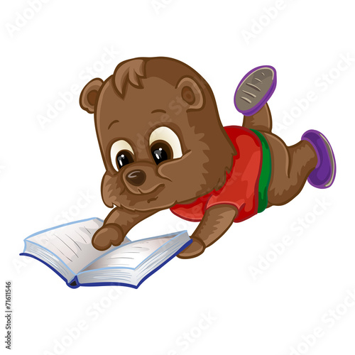Cute bear reading