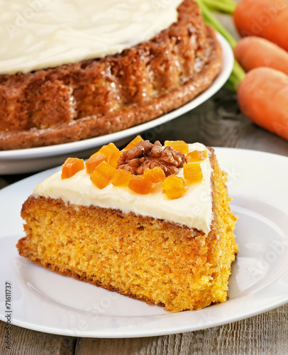 Piece of carrot cake with icing