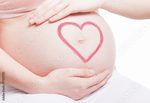 Wallpaper Mural Pregnant Woman Belly. Pregnancy Concept. Isolated on a White Bac Torontodigital.ca