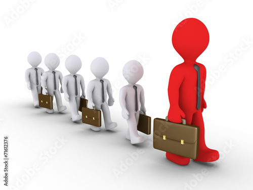 Businessmen following the big leader