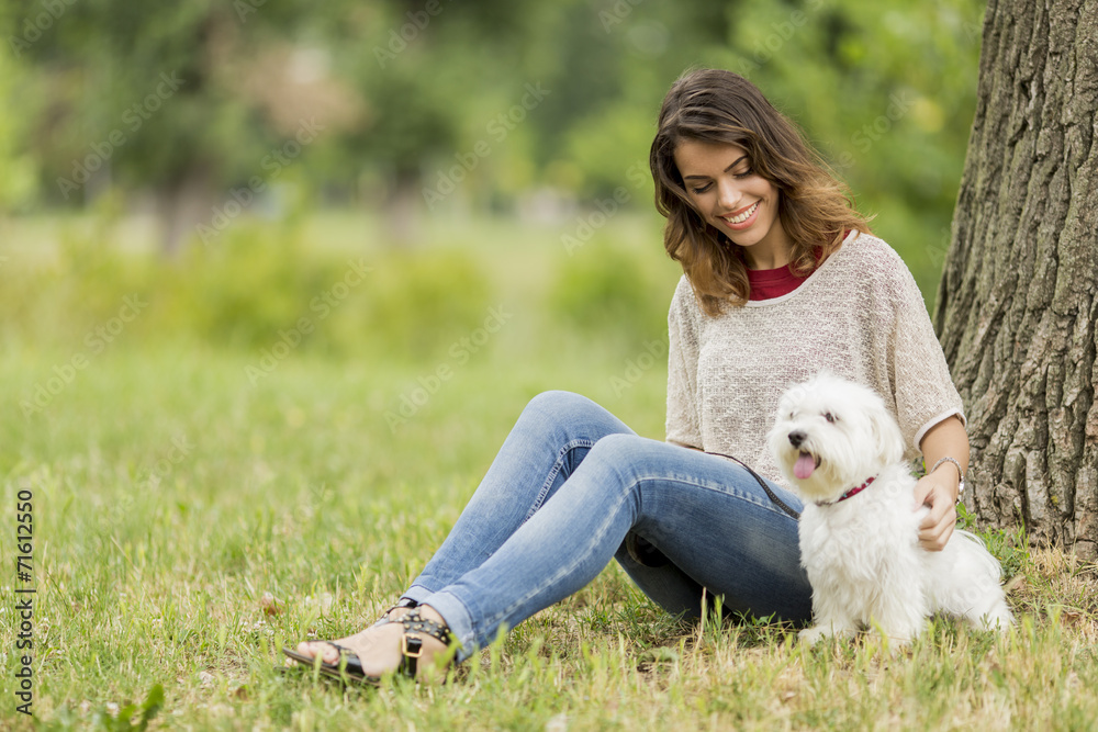 Young woman with a dog Young woman with a dog