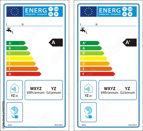 Conventional water heaters new energy rating graph label