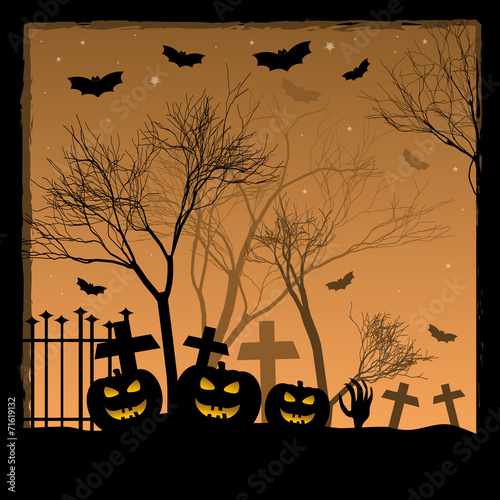 Festive illustration on theme of Halloween. Trick or treat
