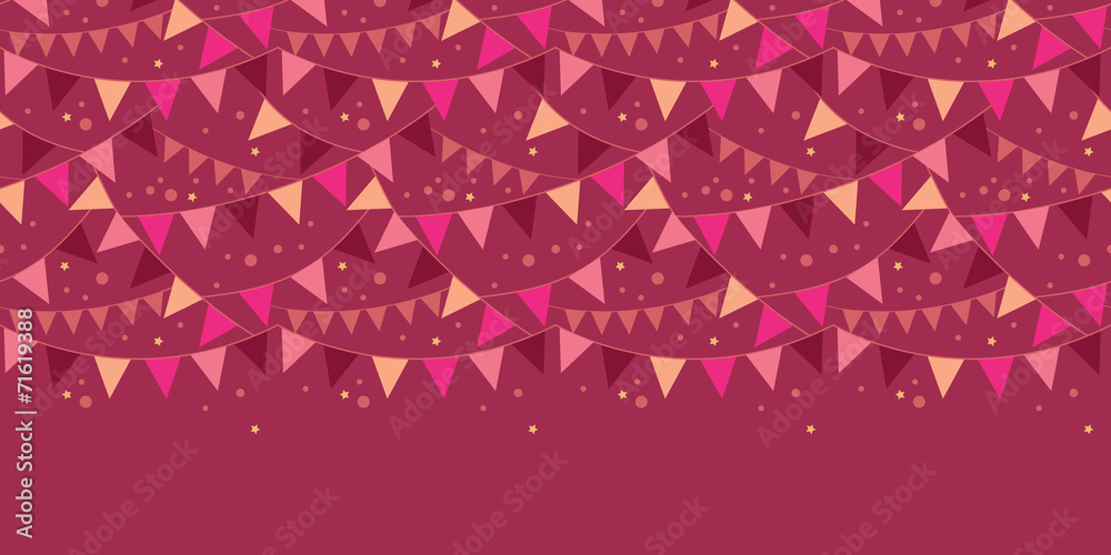 Vector christmas decorations flags horizontal border seamless