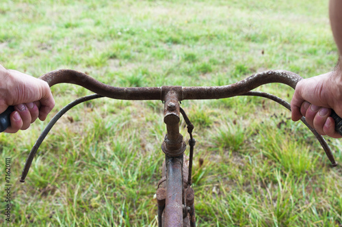 Antique or retro bicycle handlebar outside