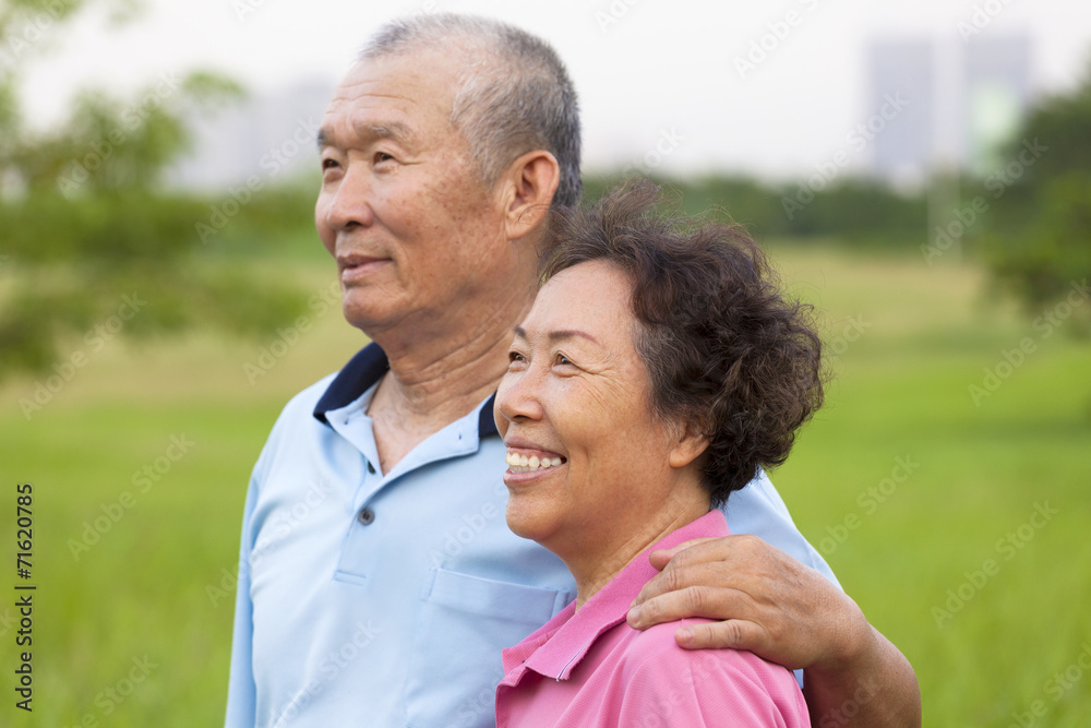 Happy elderly seniors couple in the park. Happy elderly seniors couple in the park.