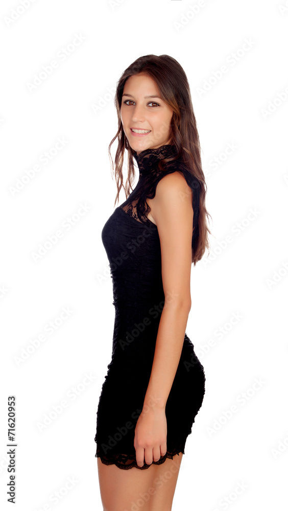 Beautiful girl with elegant short dress Beautiful girl with elegant short dress