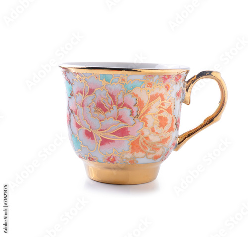 porcelain tea cup on white background