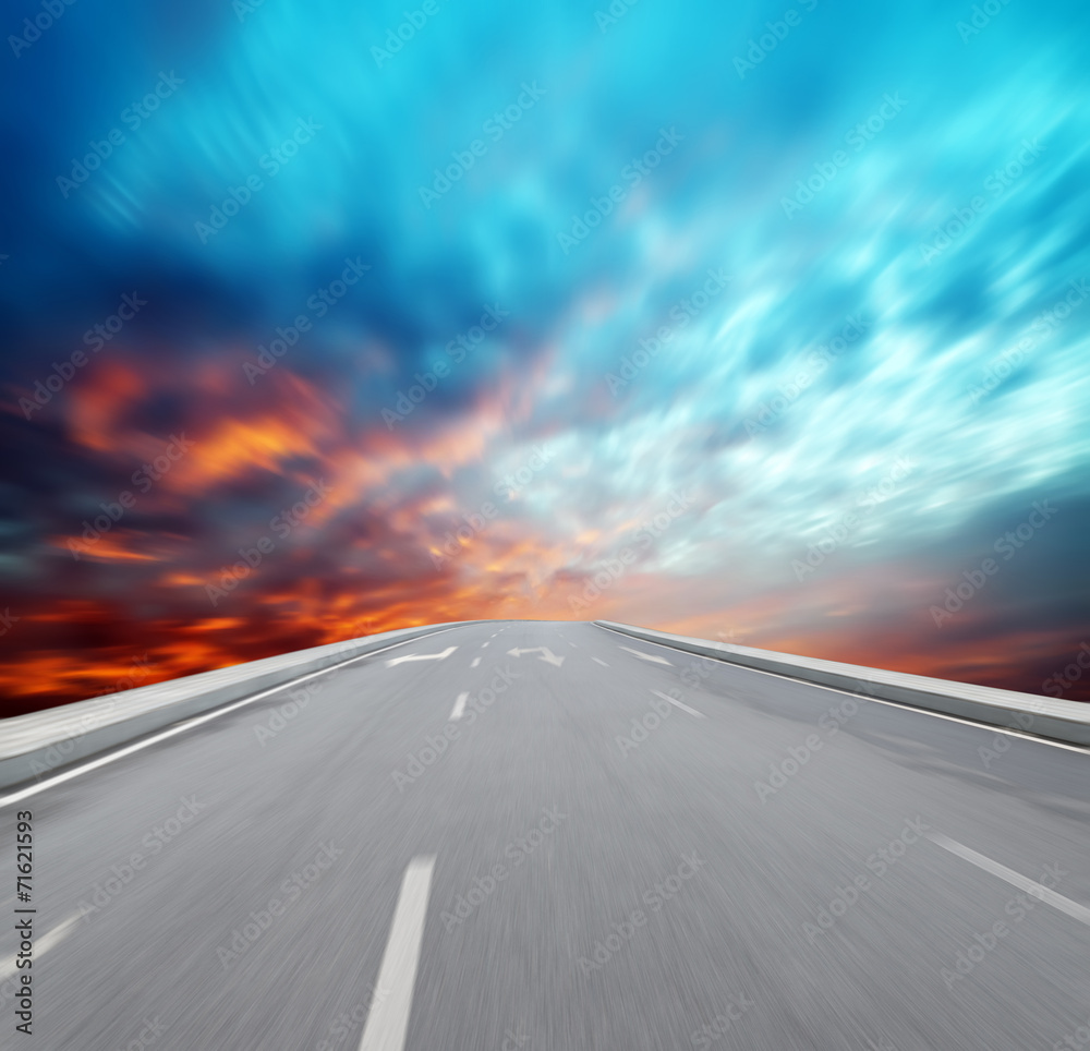 Naklejka premium Way high way blue sky to Travel Destination journey