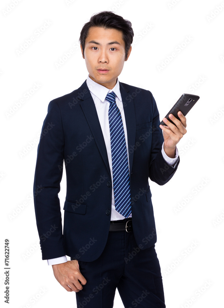 Businessman hold with cellphone