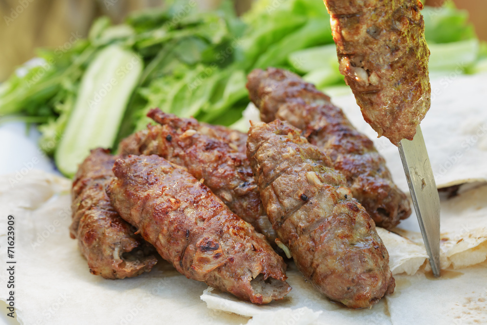 traditional shish kebab from lamb meat traditional shish kebab from lamb meat