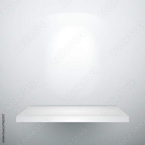 blank empty white wooden shelf