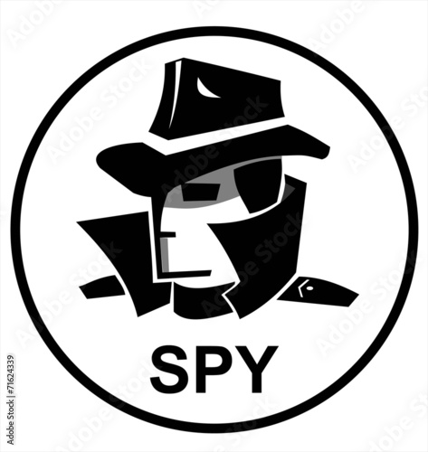 Spy. Male head with hat and coat