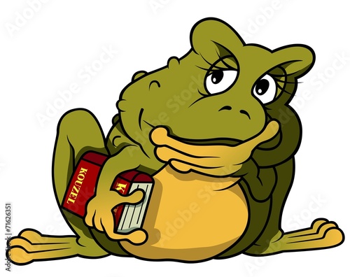 Thoughtful Frog With Book -...
