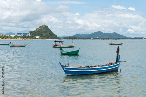 Fishing boats moored at the Gulf Prachuap, Prachuap Khiri Khan P