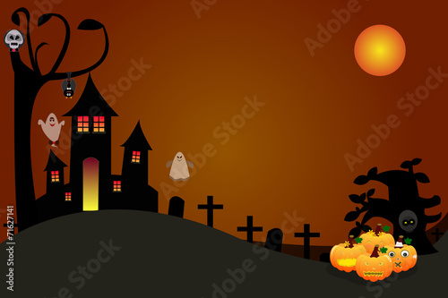 Halloween pumpkins with demons