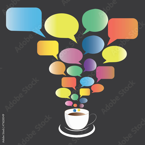 vector of coffee cup with talk concept of love,friendship