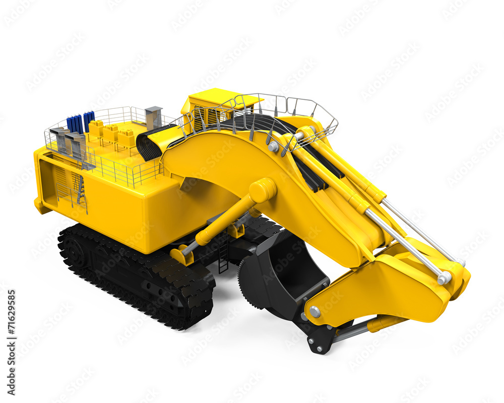 Fototapeta premium Yellow Excavator Isolated